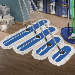 Industrial Heavy-Duty Blue Cotton Flat Dust Mop for Basketball Courts, Hospitals, Warehouses, and Hotels