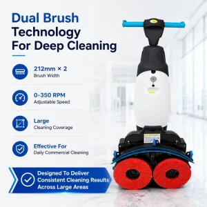 Industrial High-Suction Double-Brush Walk-Behind Floor Scrubber Dryer with 36V Brushless Motor