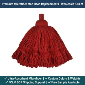 Industrial Microfiber Looped End Mop Head Durable Wet Floor Cleaning Water Mop Refill With Screw Connection