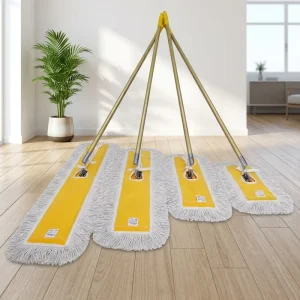 Industrial Multi Size Yellow Dust Mop for Large Area Cleaning 60cm 90cm 120cm Flat Mop Aluminum Handle for Lobby Mall Cleaning