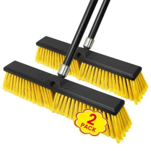 Industrial Outdoor Large Iron-Handle Wide Floor Push Broom