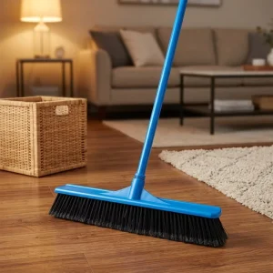 Industrial Plastic Push Broom Head Blue & Black PP Base + Stiff Bristles Ideal for Warehouse Garage & Driveway Cleaning