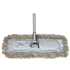 Industrial Rectangular Dust Mop with Swivel Handle, Metal Frame, and Polyester Cotton Chenille Head