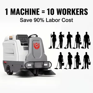 Industrial Ride-On Electric Road Sweeper with 1200mm Cleaning Width for Farm Yard and Agriculture
