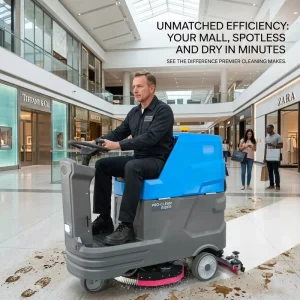 Industrial Ride-On Floor Scrubber 24V 100Ah Battery-Powered 4600 m²/h 90L Tank for Factory Warehouse