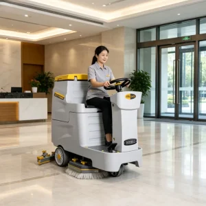 Industrial Ride On Floor Scrubber Cleaning Machine 3600 m²/h Cleaning Efficiency