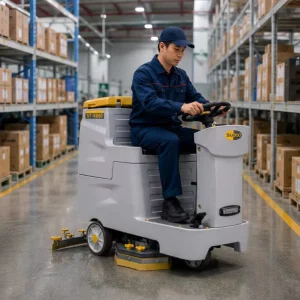 Industrial Ride on Floor Scrubber Machine ST-X660 Commercial Floor Scrubber for Warehouse Factory Workshop Floor Cleaning