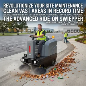 Industrial Ride on Floor Sweeper 1250mm Width 48V 67Ah Battery 6800㎡ h Efficiency 180 L Hopper for Factory Road