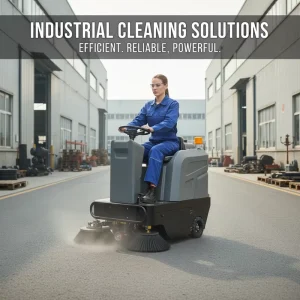 Industrial Ride on Floor Sweeper 1250mm Width 48V 67Ah Battery Powered 6800㎡ h Efficiency 1000W for Warehouse Road