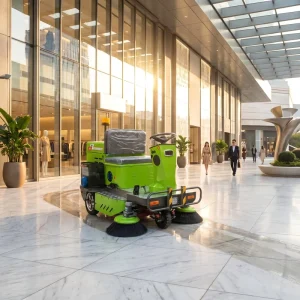 Industrial Ride on Floor Sweeper Machine 1500mm Cleaning Width 160L Hopper Battery Powered Road Sweeper