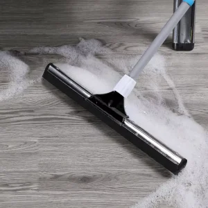 Industrial Stainless Steel Uneven Surface Floor Squeegee Eco-Friendly Rubber Blade Black Heavy-Duty Cleaning Tool