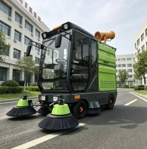 Industrial Street Sweeper Vehicle ST-BR 220-180R Battery Powered Road Cleaning Machine with Fog Cannon