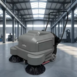 Industrial Walk-Behind Floor Sweeper, 990 mm Cleaning Width, 12V 103Ah Battery, 1600 m²/h, for Roads