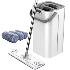 Internet Celebrity Lazy Mop Manual Rotating Dry Wet Separation Hand Washable Telescopic Handle Stainless Steel Flat Mop Bucket