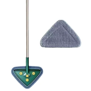 Iron and Plastic Triangular Dust-Removing Mop with Extendable Handle for Car, Ceiling, and Wall Cleaning