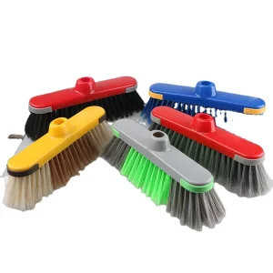Item No.0158 Household Eco Friendly Soft Angled Flagged Bristle PP PVC Coated Wood Handle Floor Cleaning Broom for Pet Use