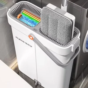 JOYBOS Mop and Bucket With Wringer Set 16” Large Flat Floor Mop and Bucket System Floor Cleaning System