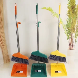 JY1372 Eco-Friendly Long-Handle Household Floor Cleaning Broom and Dustpan Set