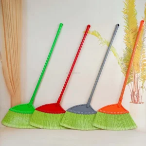 JY9019 Soft Plastic Floor Broom with PP Broom Head, Eucalyptus Wood Broomstick, 105 cm
