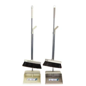 JY9033 Modern 2 in 1 Indoor Broom and Dustpan Set with Soft Bristles and Plastic Handle for Home Use