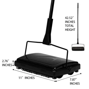 Jesun Efficient Manual Carpet Sweeper Handheld and Non Electric Push Sweeper for Carpet Hardwood Floors Tiles