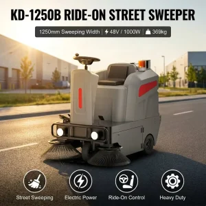 KD 1250B Professional Electric Ride on Floor Sweeper Commercial High Efficiency Driving Sweeper Machine