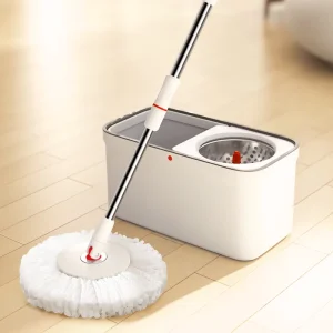 KOOCCA Spin Twist Mop and Bucket Set 360 Household Cleaning Items Heavy Duty 2 Bucket System 2 Microfiber Mop Pads