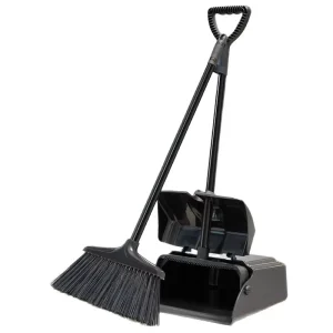 Kitchen Broom and Dustpan Set with Soft Bristles, Plastic Handle and Small Dustpan