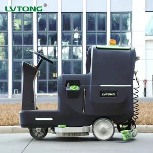 LVTONG Electric Ride On Floor Cleaning Machine Scrubbing 7km H Max Speed 1.5m Turning Radius Compact Design 130L Clean Water