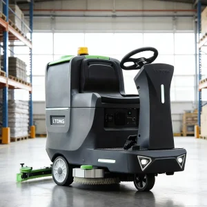 LVTONG Electric Ride On Floor Scrubber Machine with 24V 100Ah Battery Water Suction & Delay Function Pipe Blockage Protection
