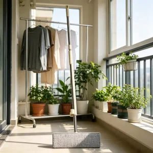 Large 360-Degree Rotating Microfiber Flat Mop with Stainless Steel Handle