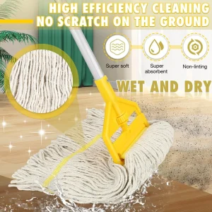 Large Absorbent Floor Mop with Flexible Rotating Head for Indoor Cleaning