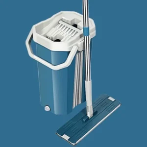Large-Capacity 360° Rotating Rectangle Flat Mop and Stainless Steel Bucket Set
