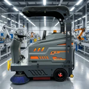Large-Capacity Electric Ride-On Floor Sweeper with 180L Dust Hopper for Warehouses and Parking Lots