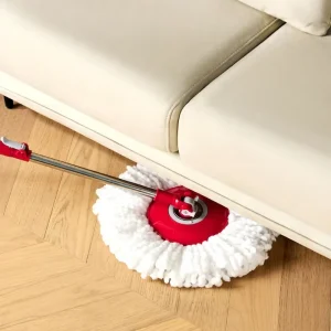Large Capacity Steel Bucket Mop with Telescopic Handle, 360-Degree Spin, Self-Wringer for Wet/Dry Floor Cleaning