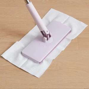 Large Clip-On Flat Mop for Disposable Face Towels Reusable Hands-Free Mop for Household Floor Cleaning