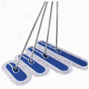 Large Cotton Commercial Dust Mop with Twist Handle, Flat Mop and Self-Wringer for Hardwood and Tile Floors