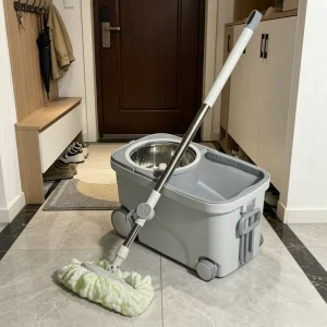 Large Dual-Use Household Wet/Dry Mop Set with Rotating Rectangle Dirt-Separation Bucket