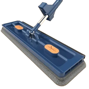 Large Flat Mop with Microfiber Pads, Stainless Steel Long Handle, 360-Degree Rotation, and Scraper