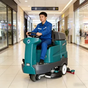 Large Ride-On Floor Scrubber for Commercial and Industrial Spaces