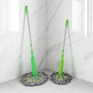 Large Twist Steel Microfiber Mop with 360-Degree Rotation and Self-Wringer
