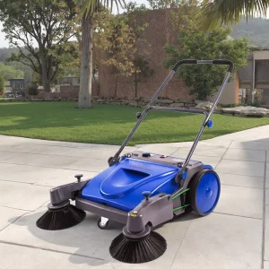 Large Walk Behind Dust and Waste Container Manual Sweeper with Fan and Filter New Condition