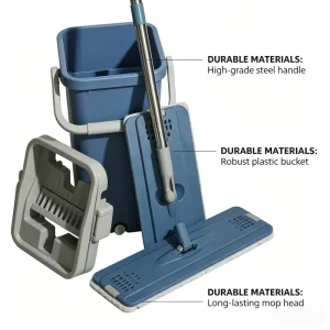 Large Wide Flat Mop with Steel Pole for Household and Commercial Floor Cleaning