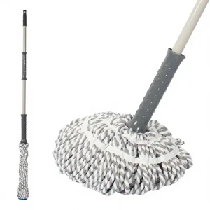 Lazy Persons No Hand Wash Lightweight Round Spin Mop One Piece Rod Self Spinning Ultra Fine Fiber Mop Cloth for Rotating