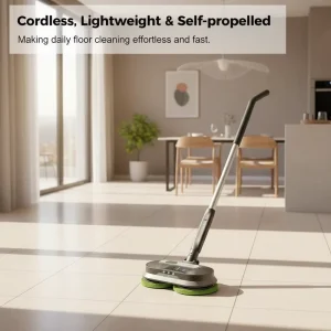 Lightweight Cordless Electric Spin Mop with Spray Water and Detachable Water Tank
