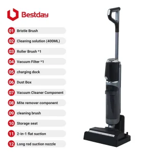 Lightweight Cordless Floor Scrubber Wet/Dry Vacuum Cleaner with Auto-Drive Motor and Ergonomic Handle