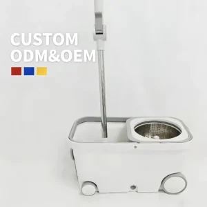 Lightweight Durable Spin Mop and Bucket Set with Wheels and 2 Mop Pads