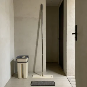 Lightweight Eco friendly Mop Bucket Set 360 Spin Cleaning Mop Wringing Stainless Steel Sliding Type 2 Mopheads Included Floor