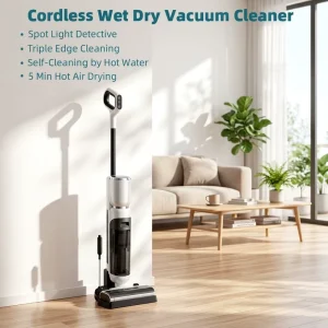 Lightweight Multifunctional Anti Entanglement Metal Scraper Electric Mop Hot Water Self Cleaning Wet Dry Vacuum Cleaner