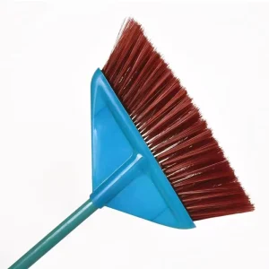 Lightweight PVC-Coated Wood-Handle Broom with Stiff Bristles for Home Floor Cleaning